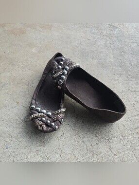 Vintage L.E.I Y2K Studded Indie Sleaze Leather Boho Flats 7.5